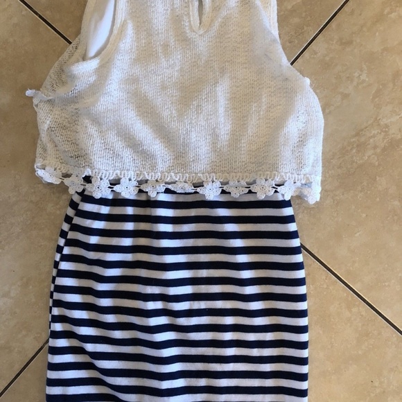 IN GIRL SZ 7 DRESS STRIPED SWEATER OVERLAY GIRLS - Picture 4 of 4